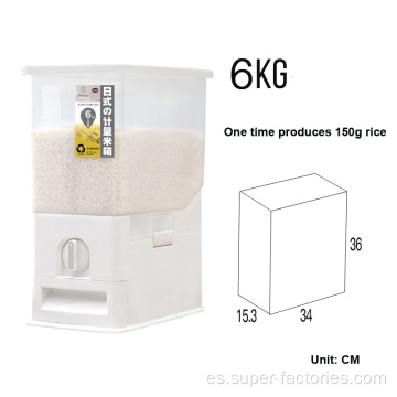 Barril de arroz de medición transparente de plástico 6KG